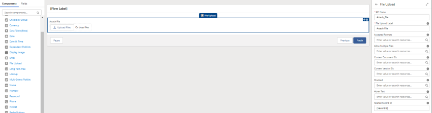 Attach file in Object Using Flow in Salesforce
